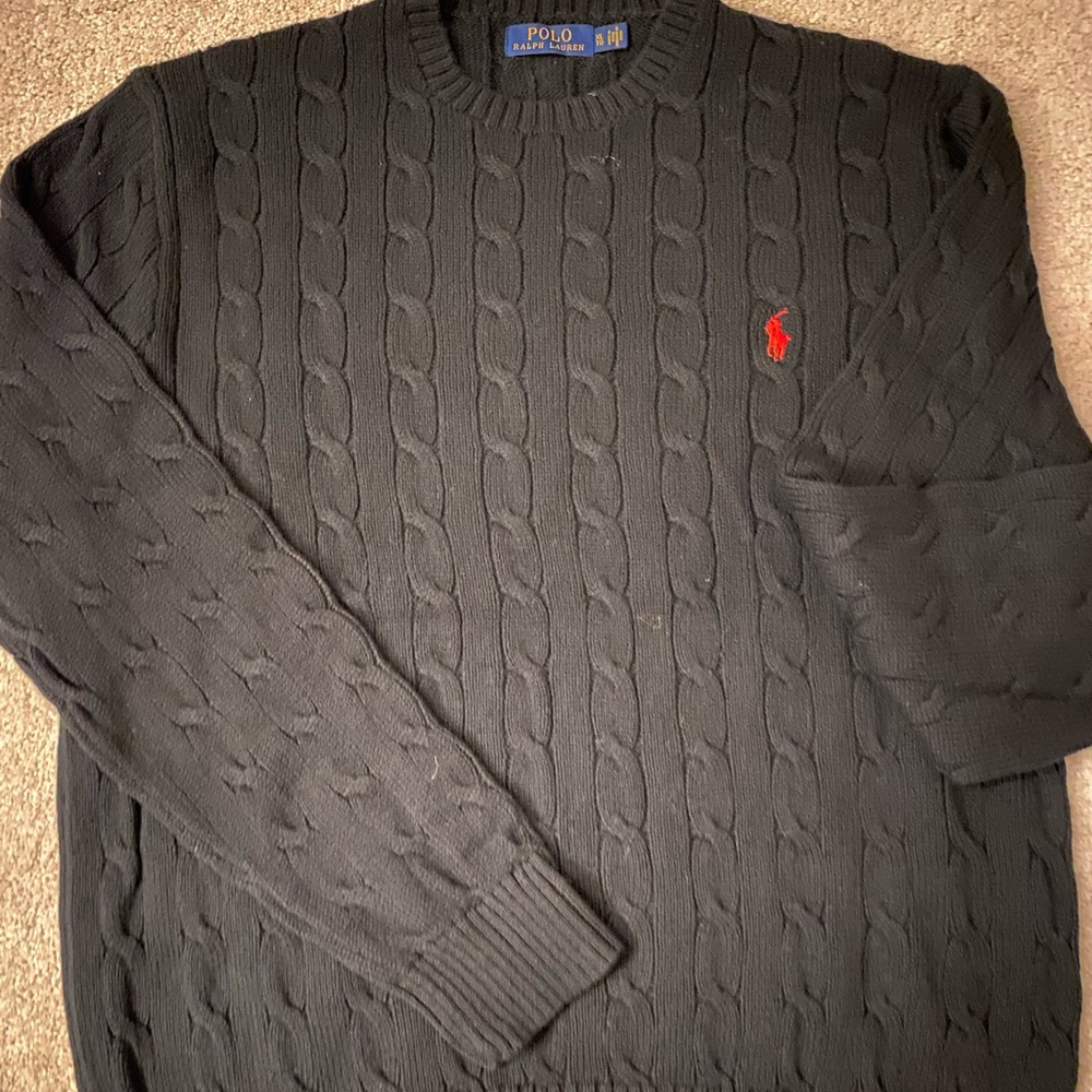 Black men’s Polo crew neck sweater - XL